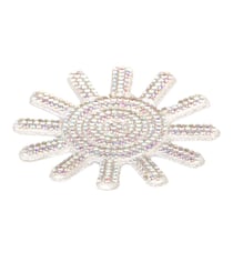Lot de 3 motifs soleils perles thermocollant 65mm argent