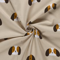 Tissu Flanelle de Coton Loulou petits chiots sur fond Beige