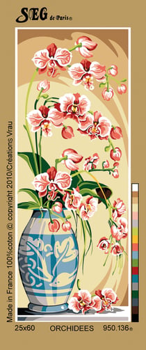 Canevas antique Orchidées 25x60cm