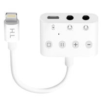 Adaptateur Audio/Charge Lightning vers Lightning et Double Jack 3.5mm 12cm Blanc