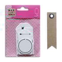 24 étiquettes blanches de décoration + 20 étiquettes kraft Fanion