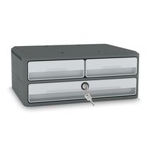 Module organisateur bureau Support d'écran avec serrure 2 petits + 1 grand tiroirs MoovUp Gris - CEP