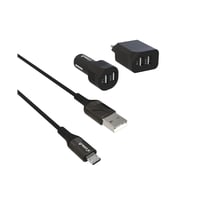 Greene Kit chargeur rapide USB voiture et secteur avec câble micro USB MFi 1.3 m Noir