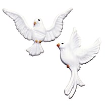 Motif en cire: Pigeon, peint, 2 pces