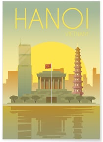 Affiche Vietnam Hanoi | A3 : 29,7x42cm