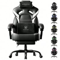 Chaise gaming ergonomique GTPLAYER PU - Noir/blanc - 55 x 51 x 130 cm