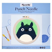 Figured'Art Punch Needle Kit Complet pour Adultes et Enfants - Tête de Chinchilla - Parfait pour Débutant. Set prêt à broder taille 20x20cm avec cadre circulaire