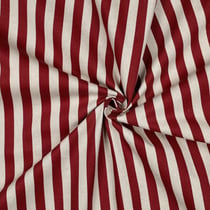 Tissu Toile Canvas enduit aspect Lin rayé Rouge