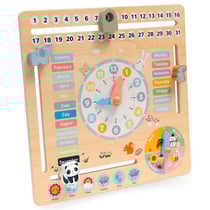 Jouet Éducatif Bois, Calendrier Anglais 6en1 - apprendre mois, jours, semaines, saisons et météo