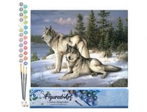 Peinture par Numéro Figured'Art - Couple de loups - Kit de Loisir Créatif DIY Numéro d'Art Complet - 40x50cm sans châssis en bois