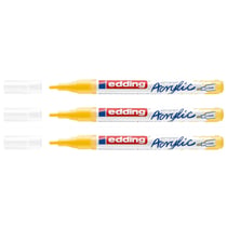 Lot de 3 marqueurs peinture acrylique permanent pointe fine 1-2 mm - EDDING - Jaune Trafic