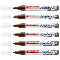 Lot de 6 marqueurs peinture acrylique pointe moyenne - EDDING - Marron Chocolat - 5100