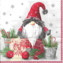 4 serviettes en papier découpage collage 33 cm GNOMA DE NOEL N 713
