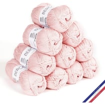 10 pelotes de laine - Blush - 100% coton bio - 3mm - Tricot et crochet - Bergère de France
