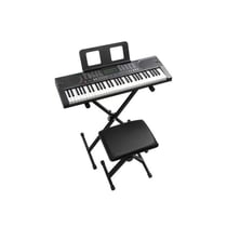 LALAHO - Kit complet - Piano numérique 61 touches noir - Stand banc écran LCD MIDI Bluetooth