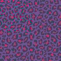 Tissu Popeline de Coton Léo Pop tacheté Léopard fuschia et bleu marine sur fond Violet