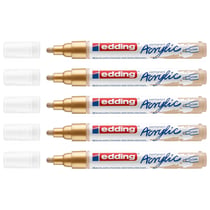 Lot de 5 marqueurs peinture acrylique - EDDING - Or - Pointe moyenne 2-3 mm