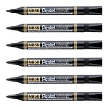 Lot de 6 marqueurs permanents PENTEL N850 pointe ogive 1,5 mm - Noir