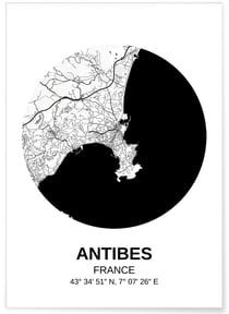 Affiche Carte Antibes | A3 : 29,7x42cm