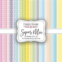 12 papiers scrapbooking 30,5 x 30,5 cm FABRIKA DECORU SUPER MIX