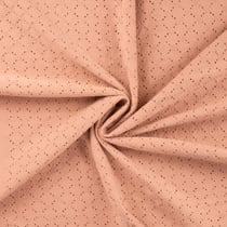 Tissu Coton Jersey brodé uni Saumon - Au mètre