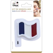 Maquillage - Palette avec pinceau - Bleu, blanc, rouge - Déguisement - Supporter