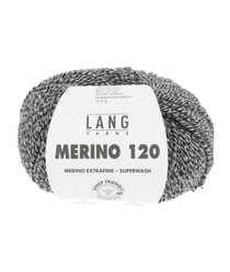 Pelote de laine à tricoter MERINO 120 - Lang Yarns Noir/Blanc Mouliné (154)