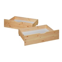 2 tiroirs de Rangement en bois à roulettes pour lit gigogne - HomeStyle4U - Beige