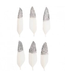 Plumes blanches fantaisies dorées ou argentées 8 cm X 6 pièces - Rico Design Argent