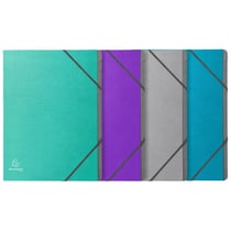 Trieur agrafé 3 rabats avec élastiques 12 compartiments Tekso - A4 - Couleurs assorties - x 8 - Exacompta