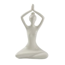 Statuette en Porcelaine Posture du Lotus Anjali Mudra Blanc brillant 20 cm - Omsaé