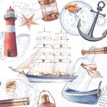 Lot de 4 serviettes en papier découpage collage 33 cm LA MARINE