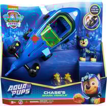Pat patrouille aqua pups : chase et son sous-marin requin - figurine chien - vehicule de luxe - paw patrol - spin master - 20140363