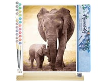 Peinture par Numéro Figured'Art - Maman éléphant et son petit - Kit de Loisir Créatif DIY Numéro d'Art Complet - 40x50cm toile roulée + châssis en bois à monter