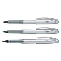 Lot de 3 stylos feutres - PENTEL - Tradio TRJ74 - Pointe plastique - Encre noire - Corps gris alu