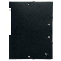 Chemises à élastiques carte lustrée 3 rabats monobloc - Noir - x 50 - Exacompta