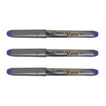 Lot de 3 Stylo plume PILOT V-Pen - Violet - Pointe 0,4 mm - Corps argent