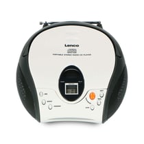 Lenco Radio FM Stéréo Portable avec Lecteur CD et Antenne Télescopique Blanc