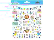 Autocollants - Joyeux Anniversaire et animaux - Finitions argent