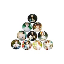 10 cabochons rond en verre assorties 25 mm FEMME RETRO B