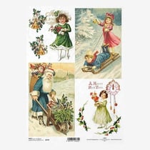 1 feuille de papier de riz 21 x 29,7 cm Itd Collection VINTAGE NOEL 779