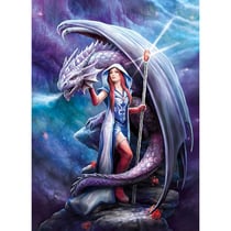 Puzzle dragon mage 1000 pieces - anne stokes - collection loup - clementoni - 39525