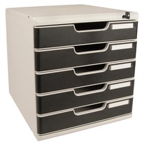 Module de classement Modulo Office A4 5 tiroirs fermables à clé - Noir - Exacompta