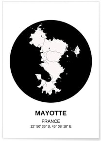Affiche Carte Mayotte | A3 : 29,7x42cm