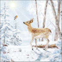 Lot de 4 serviettes en papier découpage collage 33 cm BICHE OISEAU NATURE ENNEIGEE NO 301