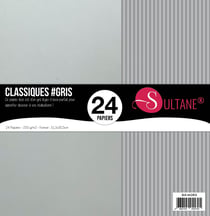 24 papiers Scrapbooking Gris - 300g/m2 - H : 30,5 cm