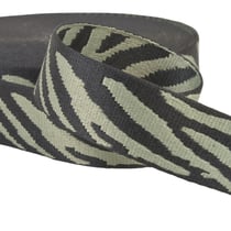 Bobine 14,5m sangle imprimé animalier zèbre 38mm vert amande