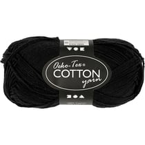 Fil de coton, dim. 8/4, L : 170 M, noir, 50 gr/ 1 boule