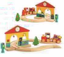 Minitrain et mini circuit en bois avec 10 rails