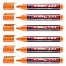 Lot de 6 marqueurs permanents - EDDING - 300 - Orange - Pointe ronde 1,5-3 mm